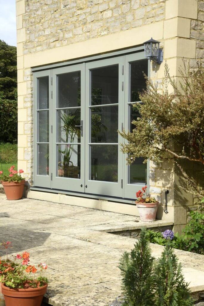 Grey wood bi fold doors